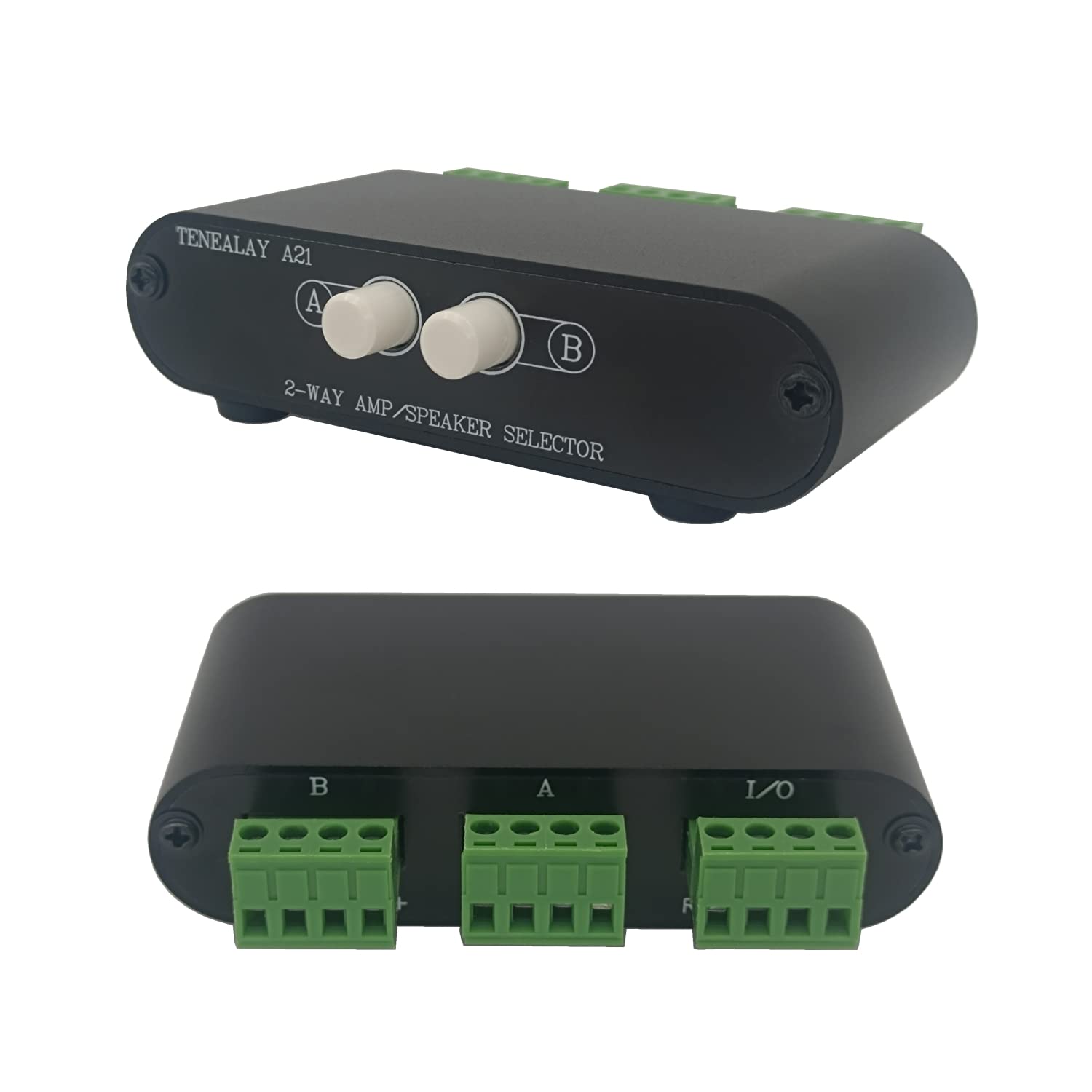Tenealay 2 Way Stereo Amplifier Speaker Selector, Ab Speaker Switch 2 Zone Distribution, Amp Switcher Box, Spk Controller A21