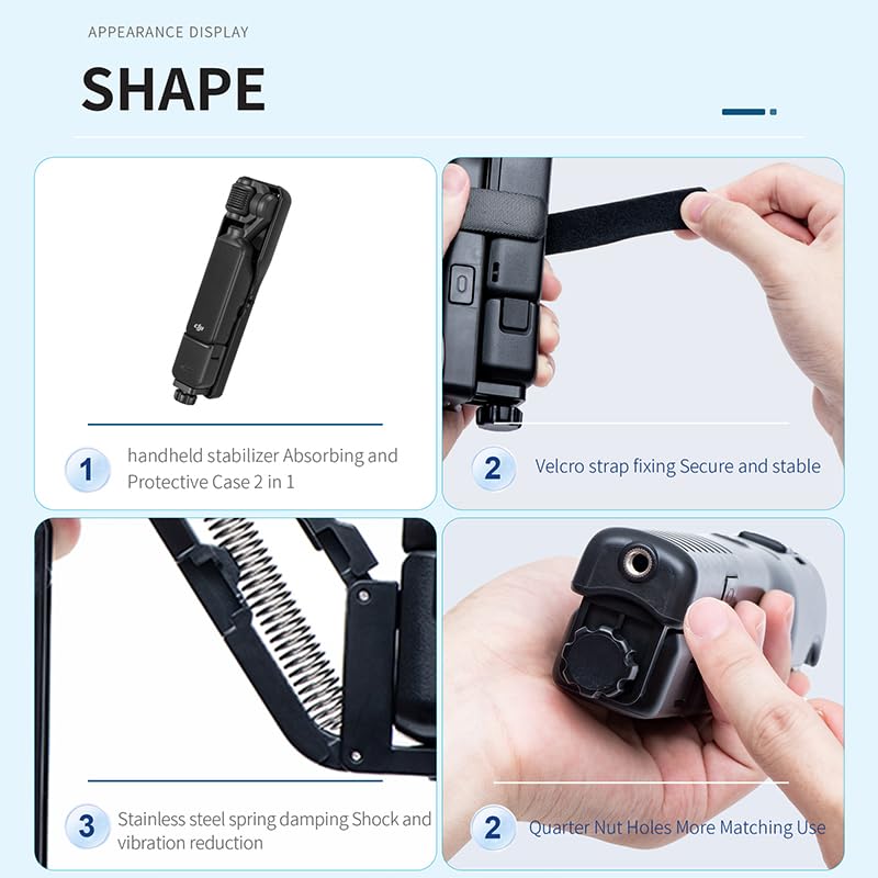 Coyktonty Handheld Stabilizer Storage Protective Case/Mini Z Axis Anti Shake Handle Grip Holder For Dji Pocket 3 Foldable Adapte