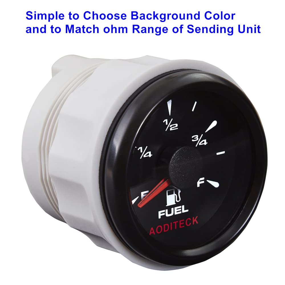 Aoditeck Marine Fuel Level Gauge For Boat Gas Tank Car Truck Vehicles Rv Oil Universal Automotive Replacement Gauge Aftermarket