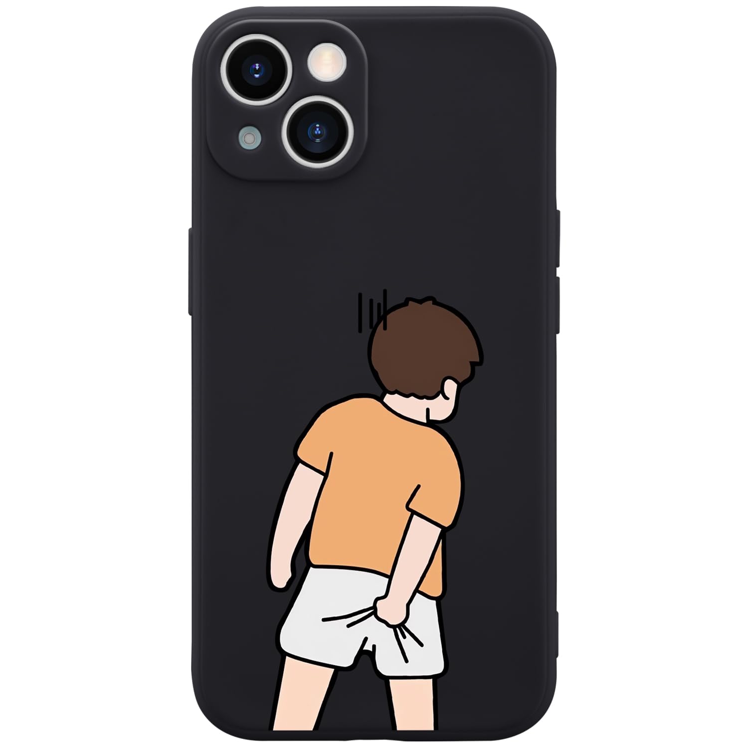 Wihytec Funny Boy Phone Case for iPhone 14 PRO MAX Silly Boy Case Cover Liquid Silicone Soft Gel Rubber Black Matt Phone Cover w