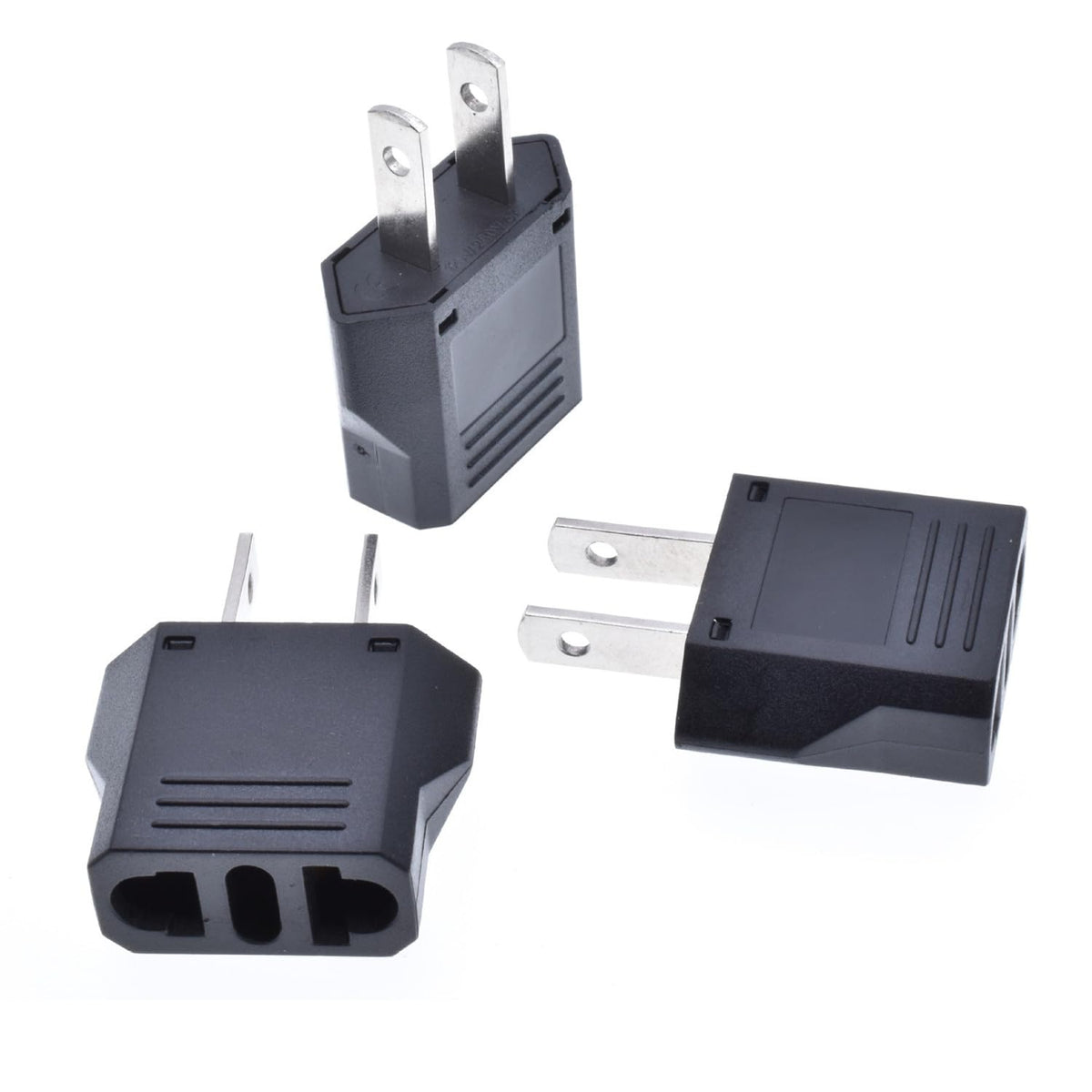 3 Pack Of Alinna Us Plug Adapter, Eu Au Cn To Us America Travel Plug Adapter Ac Outlet Power Converter Black