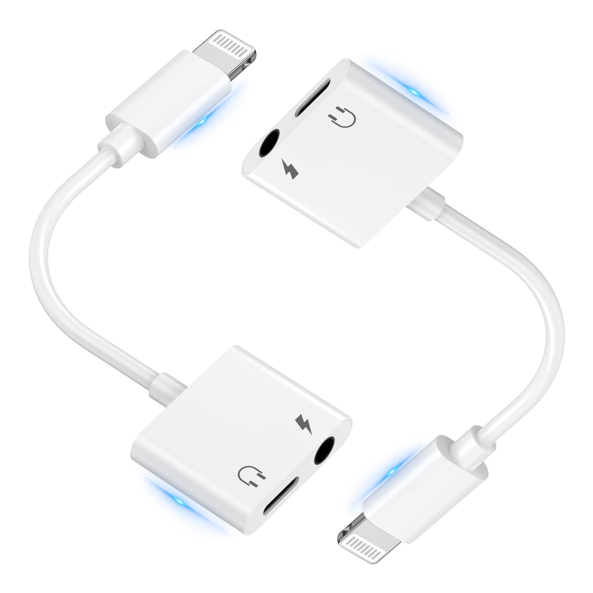 [Apple MFi Certified] iPhone Headphone Adapter, 2 Pack 2 in 1 Lightning to 3.5 mm Headphone Jack Aux Audio and Charger Splitter Dongle Adapter for iPhone 14 13 12 11 XS XR X 8 7 6 iPad, Support iOS 17
