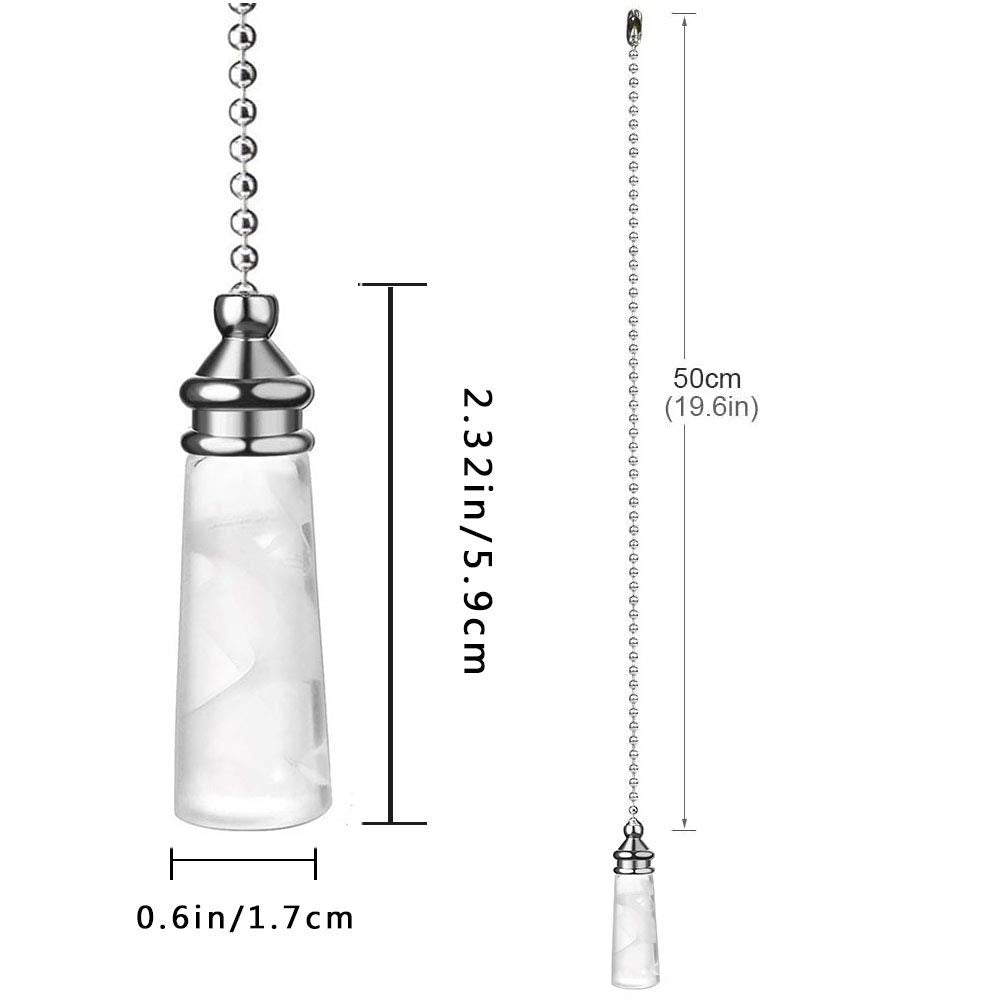 Ceiling Fan Pull Chain Ornaments 12 Inches Crystal Glass Cylindrical Pull Chain Extension For Ceiling Light Lamp Fan Chain 2 Pcs