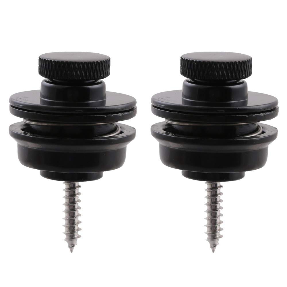 2pcs Black Guitar Strap Lock Heavy Duty Flat Round Head Security Straplock Strap Lock for Electric Acoustic Guitar Bass