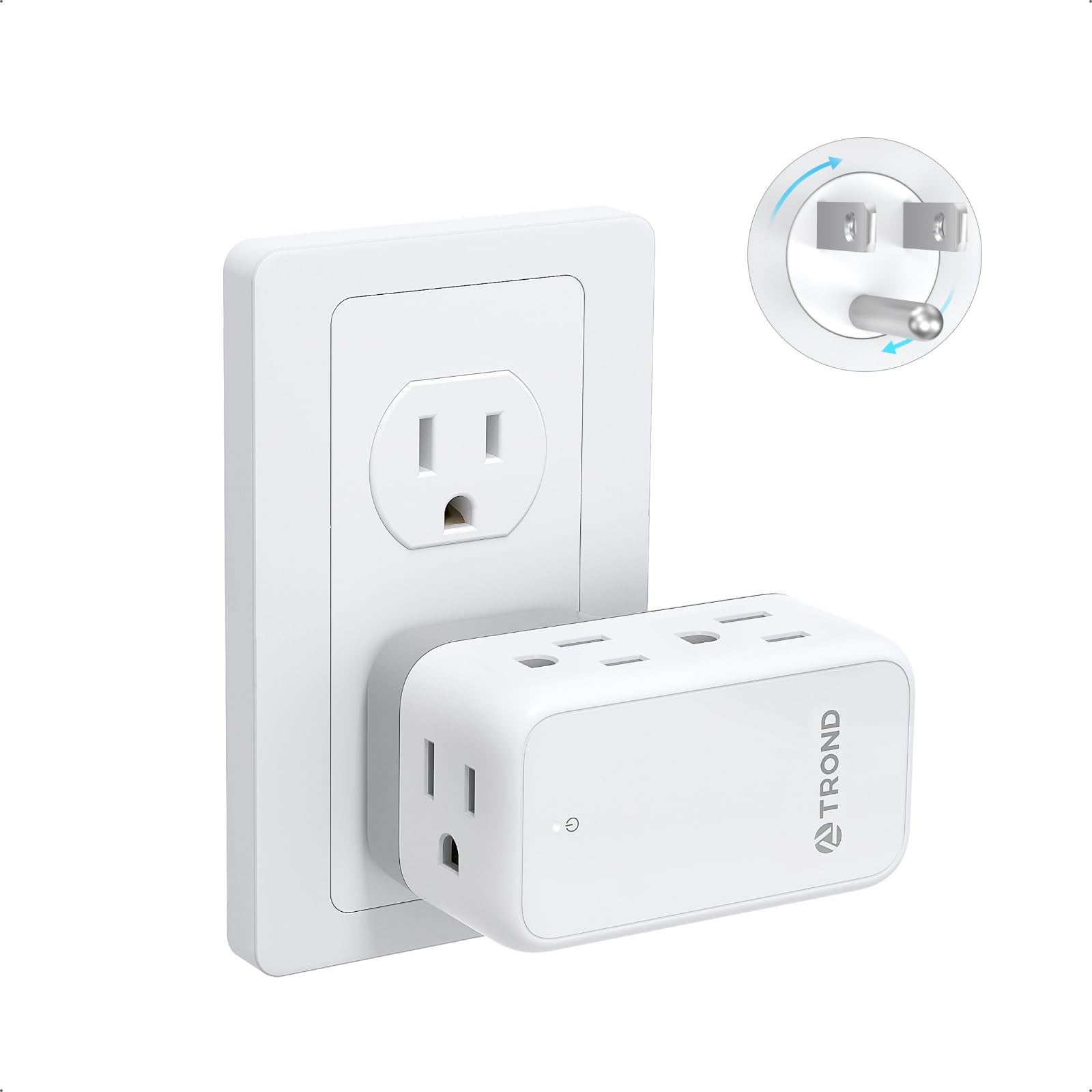 Trond Outlet Extender With 360 Rotating Plug, 6 Ac Outlet Splitter, Turn One Into Multiple Sideways Plug Adapter, Small Power Ex