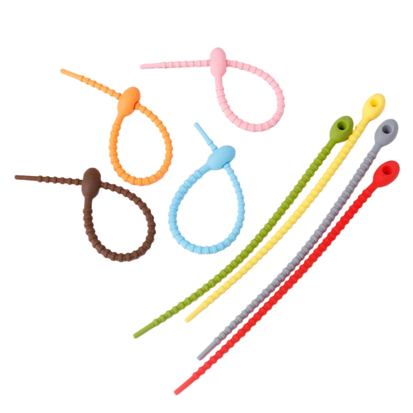 Silicone Zip Ties Bag Clip, Cable Ties, Cord Organizer, 8 Inch Reusable Rubber Twist Straps, Wire Organizer Household Snake Hold