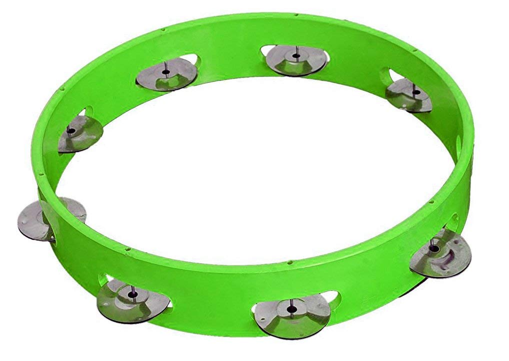 DARSHAN MUSICALS Green Tambourine 25 cm | Hand Percussion Musical Instrument for Kids | Rhythm, Music Learning & Fun Play