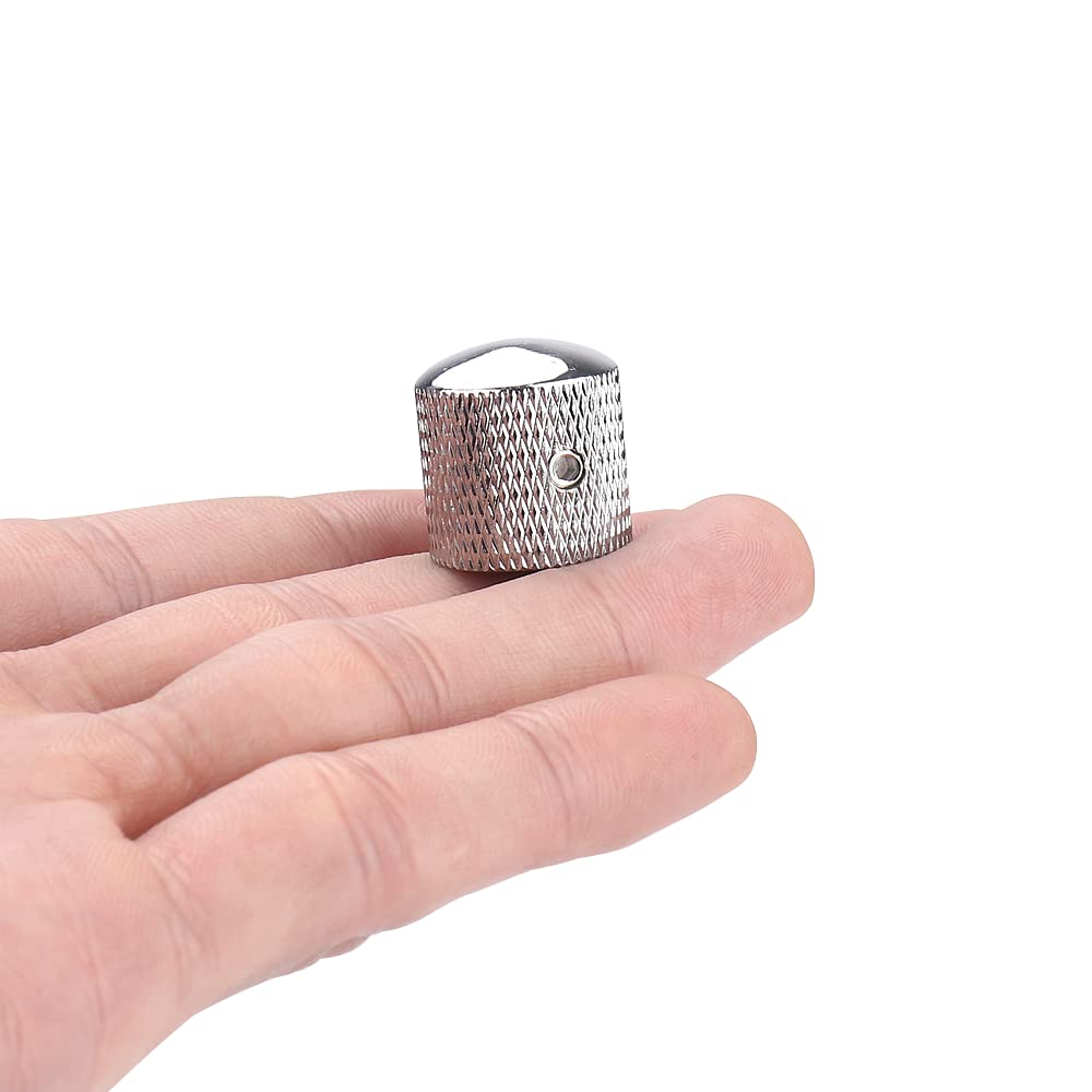 Xiyangjuan 4Pcs Metal Guitar Knobs Chrome Volume Tone Control Knobs Silver Dome Knobs With With Allen Keys For Fender Telecaster