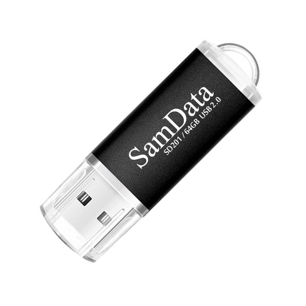 Samdata 2 Pack 64Gb Usb Flash Drives Usb 2.0 Thumb Drives Memory Stick Jump Drive Zip Drive, 2 Colors: Black Gold