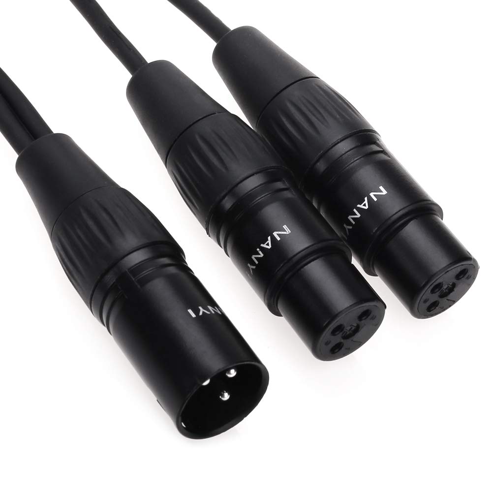 Nanyi Xlr Splitter Microphone Cable Xlr To Xlr Patch Cables 3 Pin Xlr Male To Dual Xlr Female Y Cable Adaptor Mic Cable Dmx Cabl