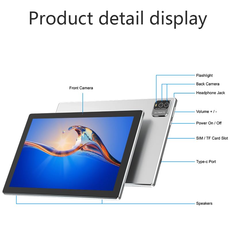 Tablet 10 Inch, Android 13 Tablets, Quad Core 2.0Ghz Processor, 64Gb Storage And 1024Gb Expand, 8Gb Ram, 8Mp Dual Camera, 1280X8