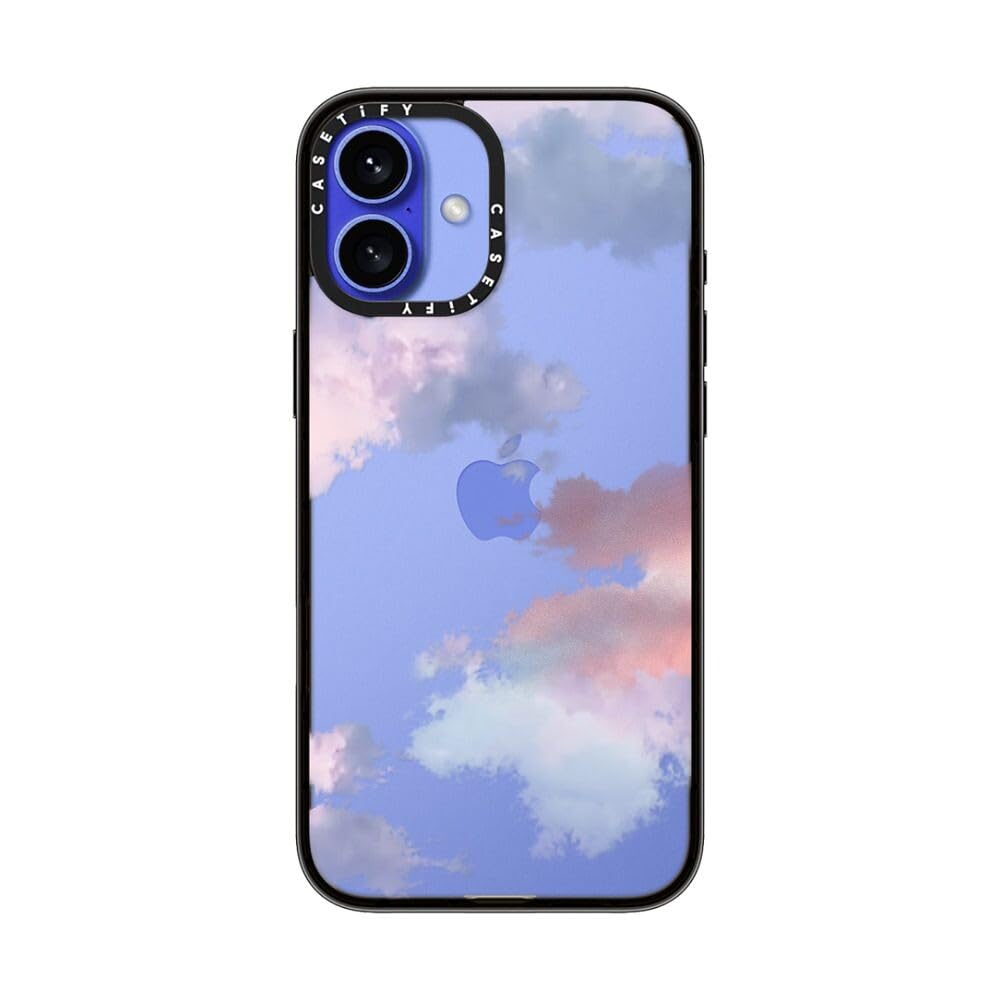 Casetify Compact Case For Iphone 16 Plus [Lightweight / 4 Ft. 2X Military Grade Drop Protection/Slim]   Clouds   Clear Black