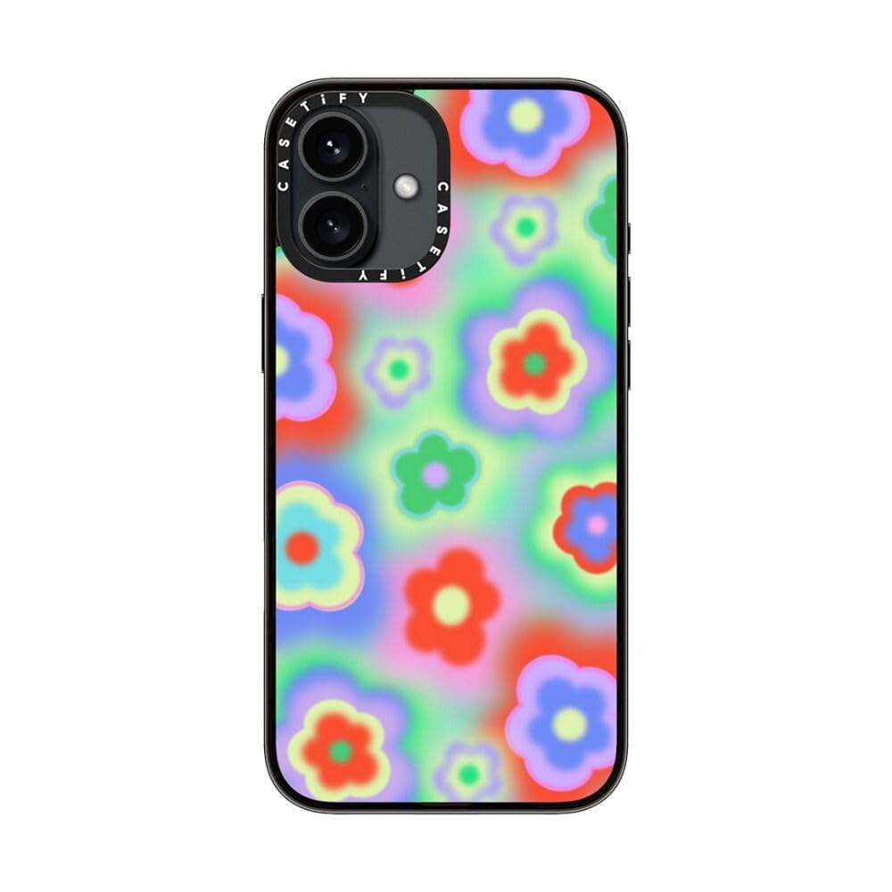 Casetify Compact Case For Iphone 16 Plus [Lightweight / 4 Ft. 2X Military Grade Drop Protection/Slim]   Acid Flowers   Clear Bla