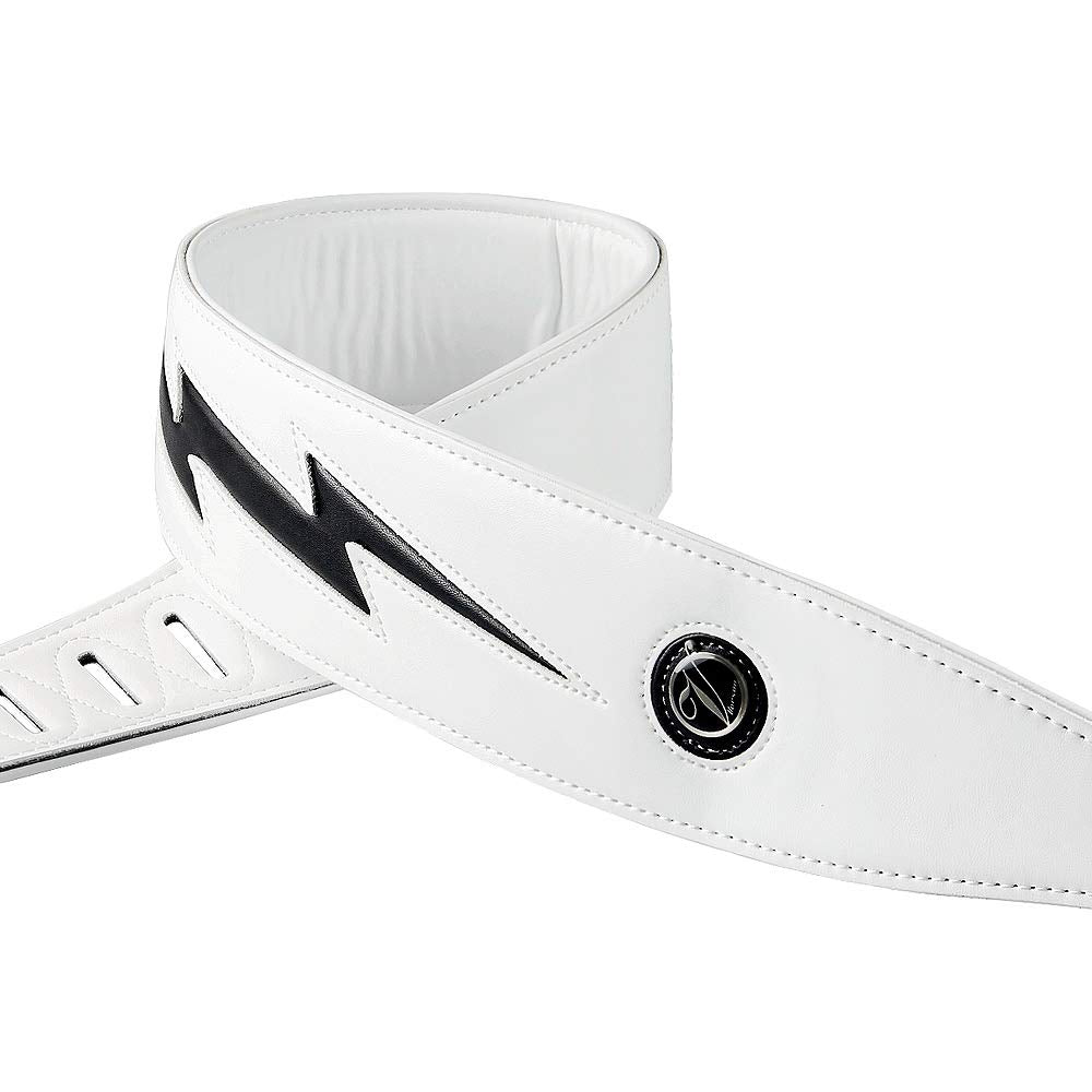 Yueko Cool Lightning Pattern Guitar Strap For Electric Guitar/Bass (White)