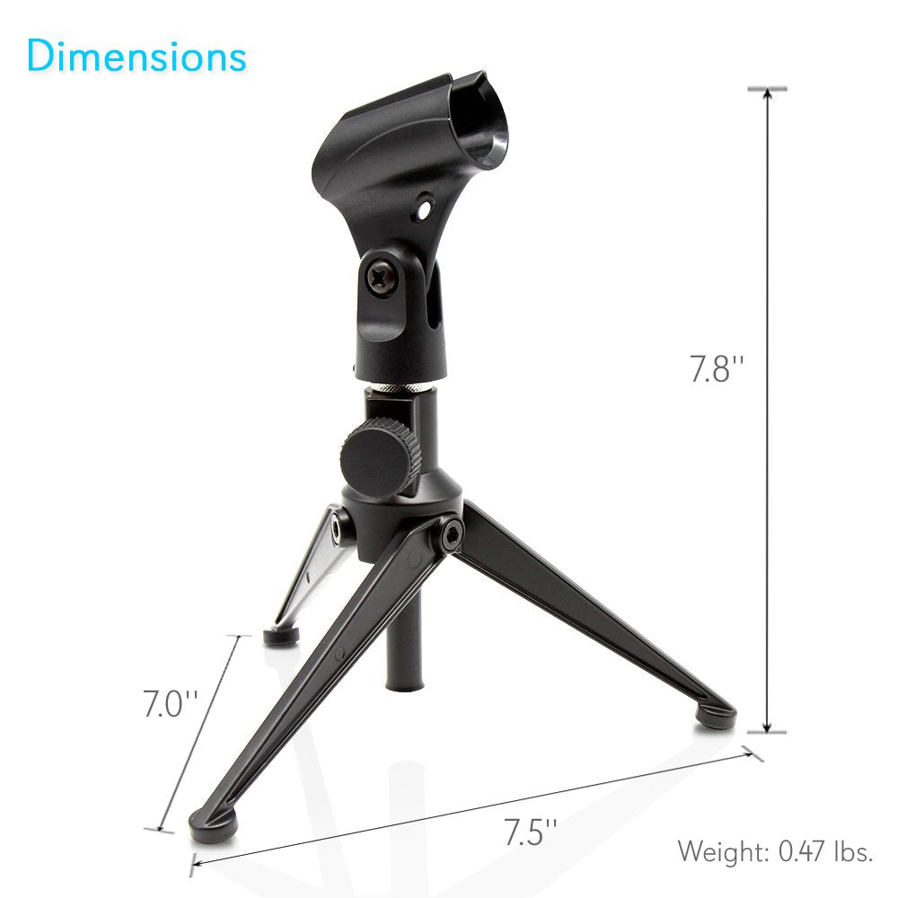 Pyle Desktop Tripod Microphone Stand   Adjustable Height 4.7'' To 8.7'' Inch High With Heavy Duty Clutch Support Weight 5 Lbs.