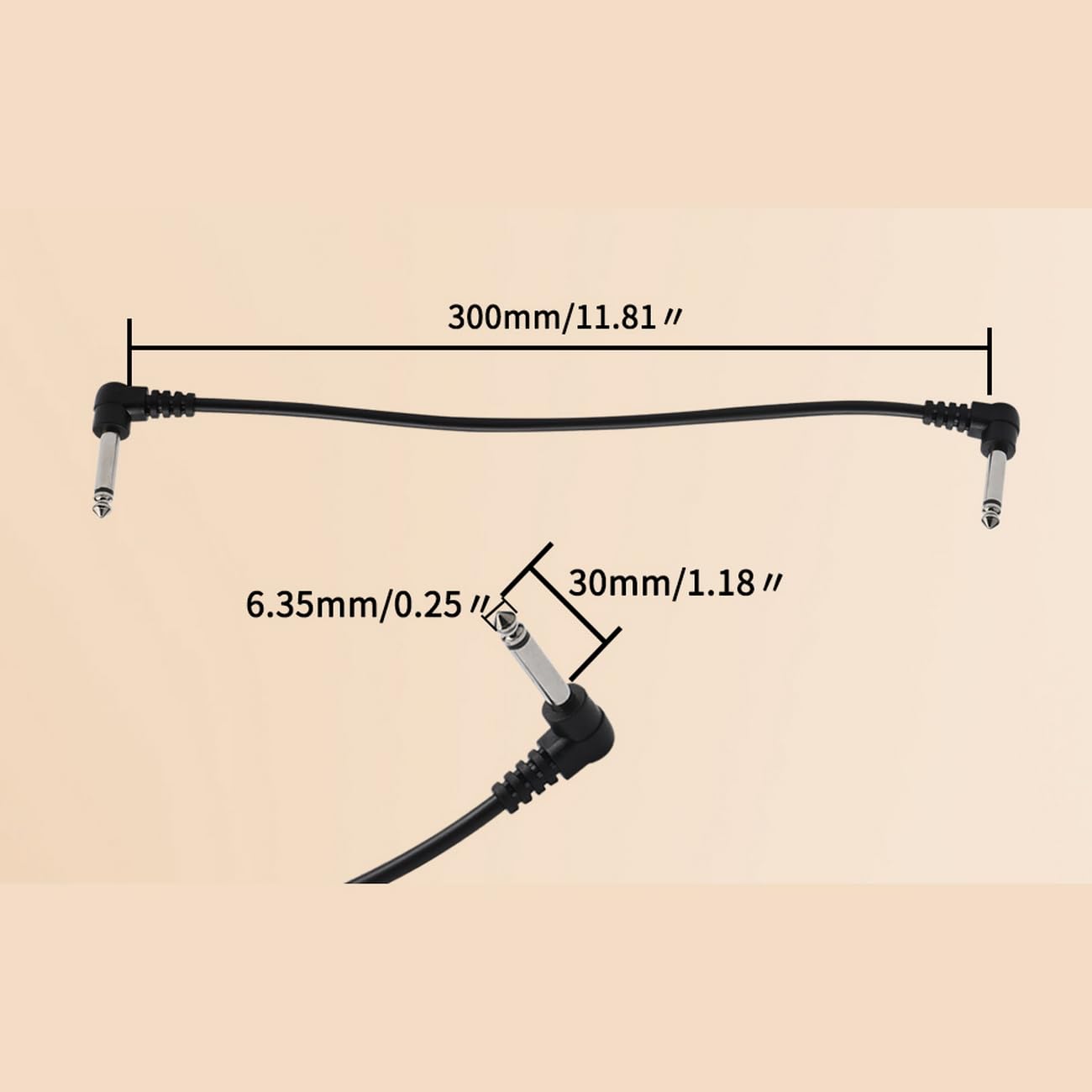 Jiuwu Anti Noise Guitar Cable Wire Effect Pedal Cable Cord, Short Audio Connection Cable 6.35Mm Pack Of 6