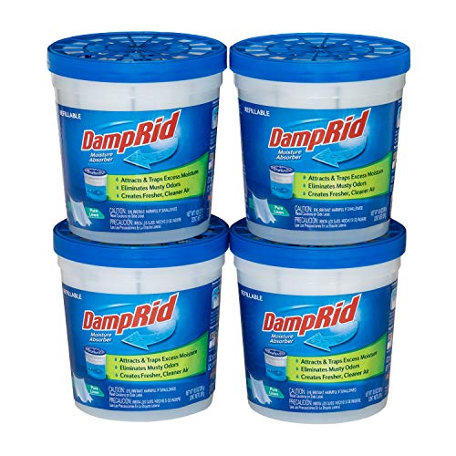 Damprid Pure Linen Refillable Moisture Absorber - 10.5Oz Cups - 4 Pack     Traps Moisture For Fresher, Cleaner Air