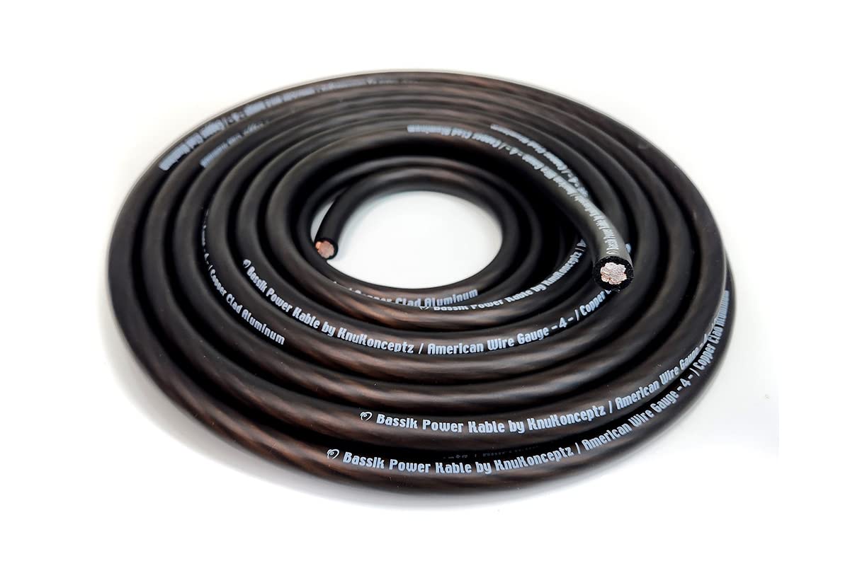 Knukonceptz Bassik 4 Gauge Black Power/Ground Wire Cable   50 Feet