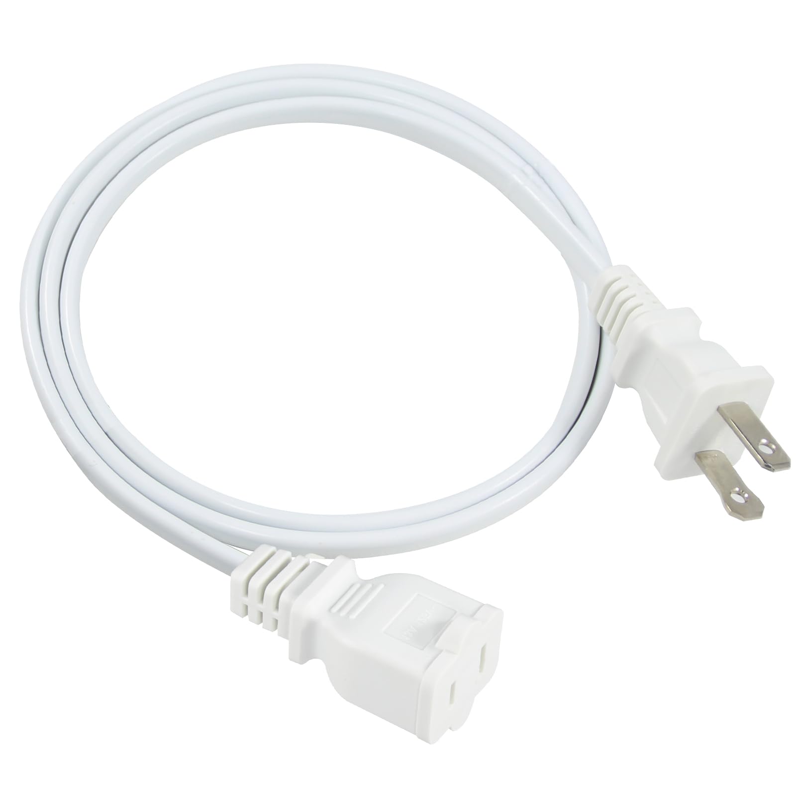 3Ft Polarized 2Prong Extension Cord   White Replacement Us Ac Two Prong Male To Female Extension Cord,16Awg 13A 125V Short Low P