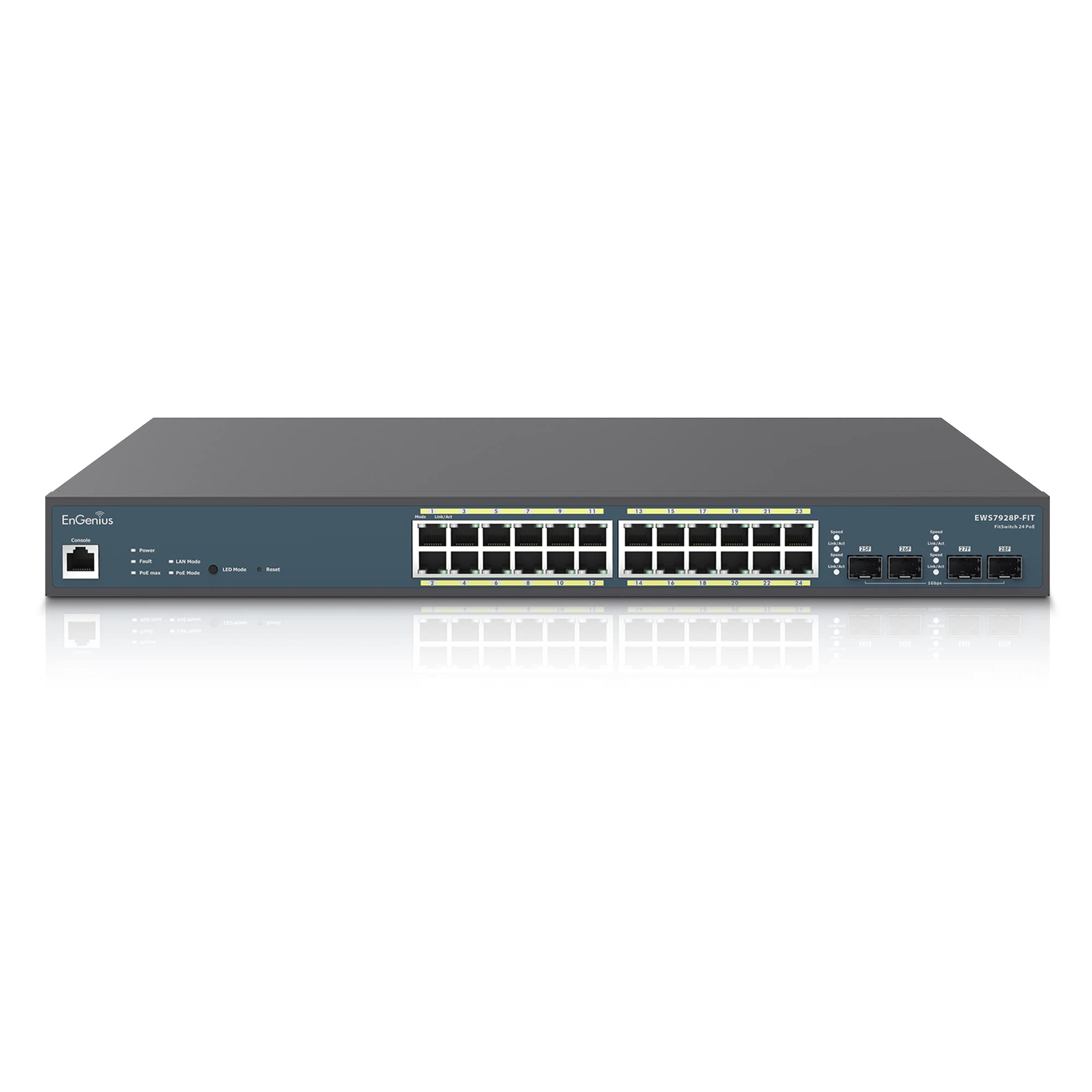 Engenius Fit L2 Plus Managed 24 Port Gigabit Poe+ Switch | 240W Budget | 4 Sfp Uplink Ports | 802.3At/Af Poe+ Ready | 56 Gbps Sw