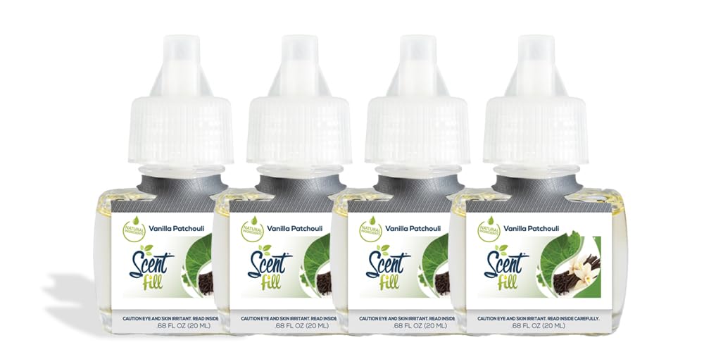 Scent Fill Vanilla Patchouli Plug In Air Freshener, 4 Scented Oil Refills