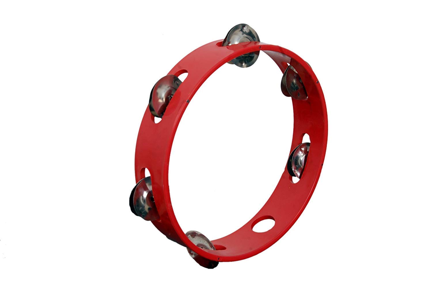 SAI Musical Fibre Tambourine Dafli 20cm (8 Inch) Hand Percussion Instrument with Metal Jingles Multicolour, Durable & Lightweigh