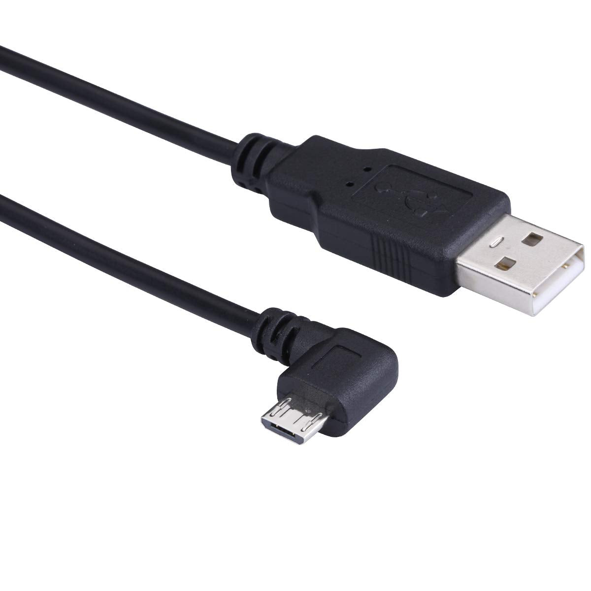 LARRITS 5M USB 2.0 A to Micro B USB Power Cable Charge Cord 90 Degree Left Angle with 5pc Wiring Clips for Garmin Dash Cam 55 Mi