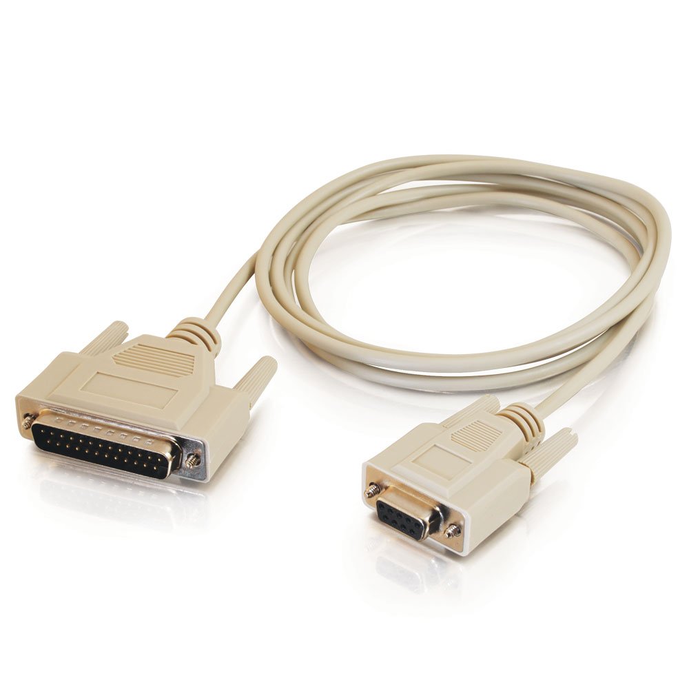 C2G 03019 Db25 Male To Db9 Female Serial Rs232 Null Modem Cable, Beige (6 Feet, 1.82 Meters)