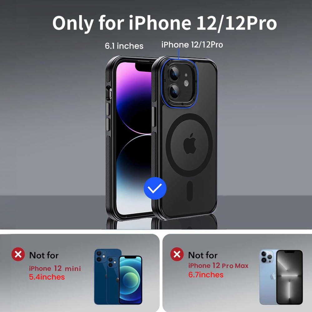 Yzoiko Strong Magnetic Case For Iphone 12/12 Pro [10Ft Military Grade Protection] Compatible With Magsafe Shockproof Slim Thin C