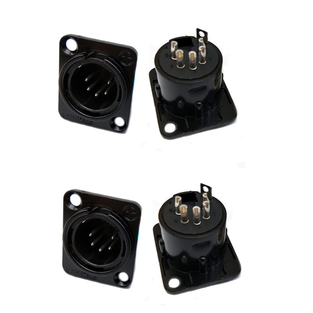 Gdqlcnxb Xlr Male Jack 5 Pin Panel Mount Jacks,Black Metal Housing Xlr M Connector, 5Pcs.