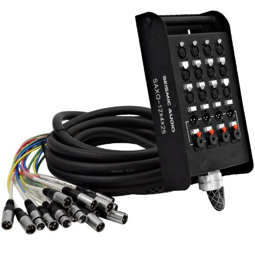 Seismic Audio - SAXQ-12x4x25 - 12 Channel 25 XLR Snake Cable with XLR and 1/4 Returns on the Box