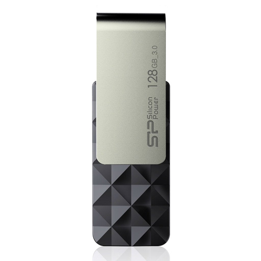 Silicon Power 128Gb Blaze B30 Usb 3.0 Swivel Flash Drive, Black (Sp128Gbuf3B30V1K)