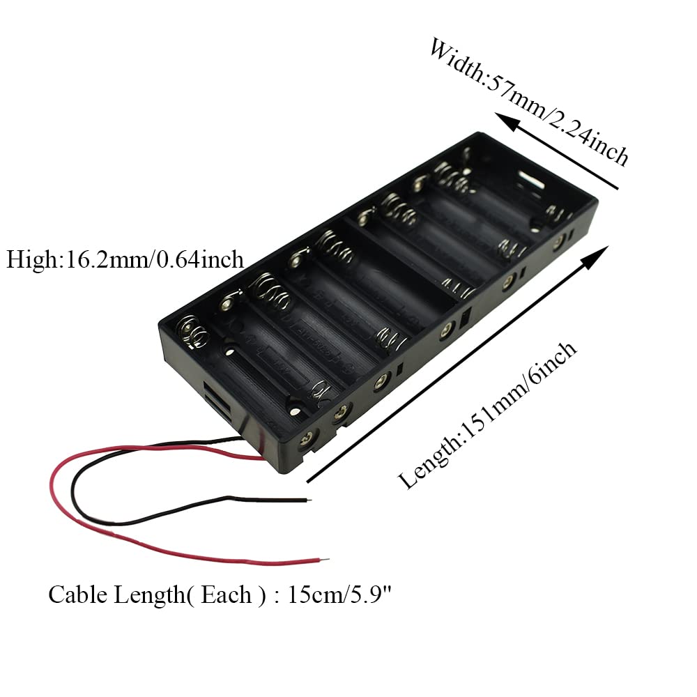 Hahiyo 15V 10Aa Battery Holder Bundle Series With Wire Sturdy Clapm Flexible Springs Contact Build In Harnesses Batteries Black
