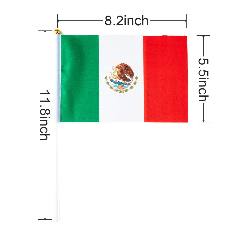 mflagperft Mexico Flag Mini Handheld Flags - 12 Pack Small Decorations for Parties, Events, and Celebrations