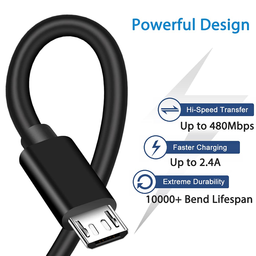 6Ft Micro Usb Cable For Fire Tablets Older Generation (1St 8Th Generation,See Product Picture & Compatibility List Below) Hd 10 & Kids 4Th 5Th 6Th 7Th 8Th Charging Charger Cord For Amazon Kindle Fire