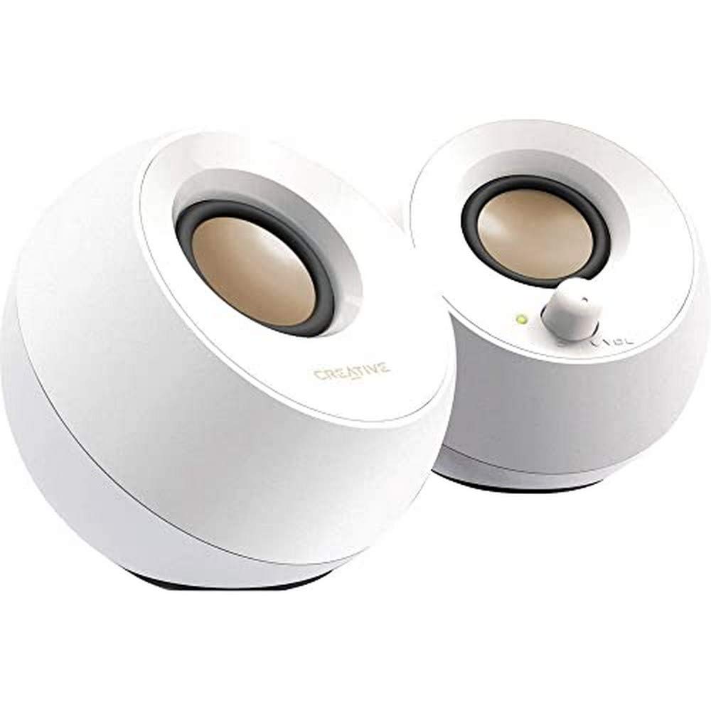 Creative Pebble 2.0 Usb Powered Desktop Speakers With Far Field Drivers And Passive Radiators For Pcs And Laptops (White)