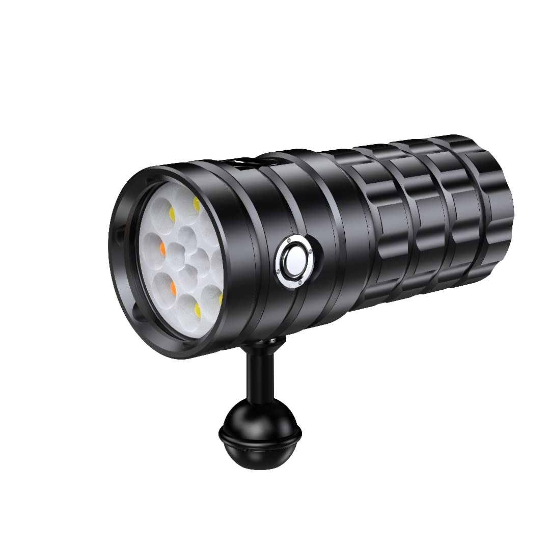 Dive Light for Underwater Photography, 25000Lumens Super Bright Diving Flashlight, 100M Waterproof Underwater Video Light with T