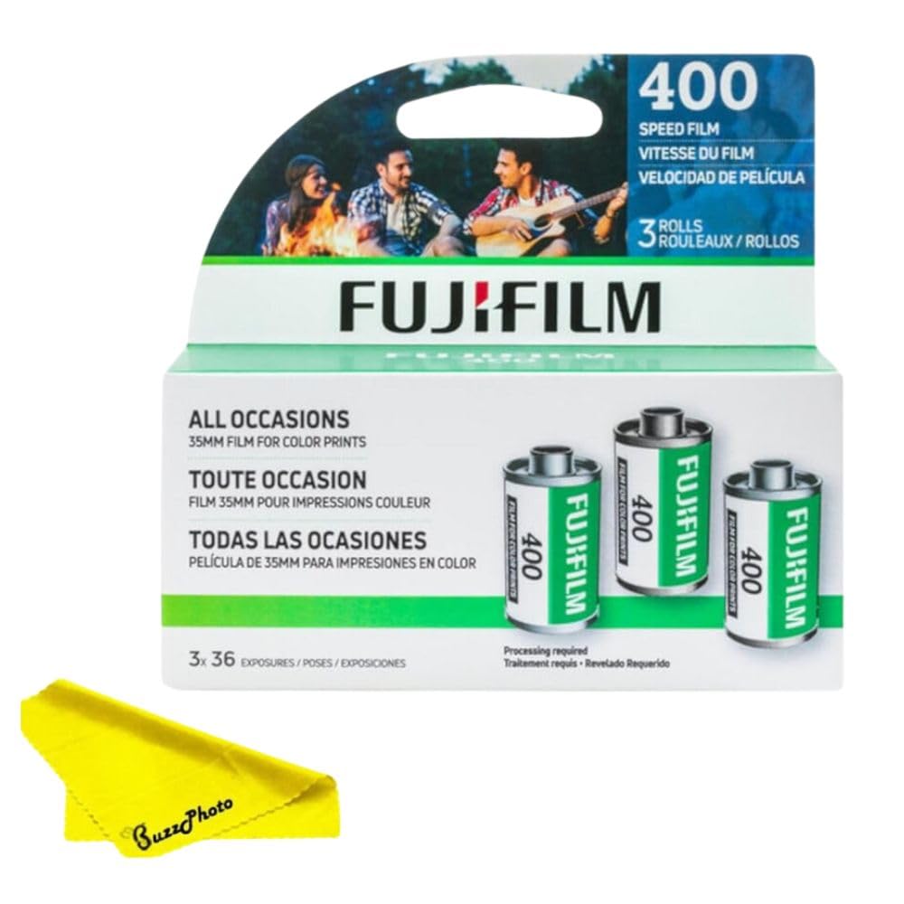 Fujifilm Fujicolor 400 Color Negative Film 35Mm Roll Film, 3X36, Multiple Packs   Buzzphoto Bundle (1 Pack   3 Rolls)