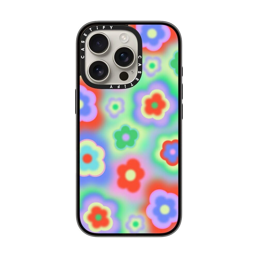 Casetify Compact Case For Iphone 16 Pro [Lightweight / 4 Ft. 2X Military Grade Drop Protection/Slim]   Acid Flowers   Clear Blac