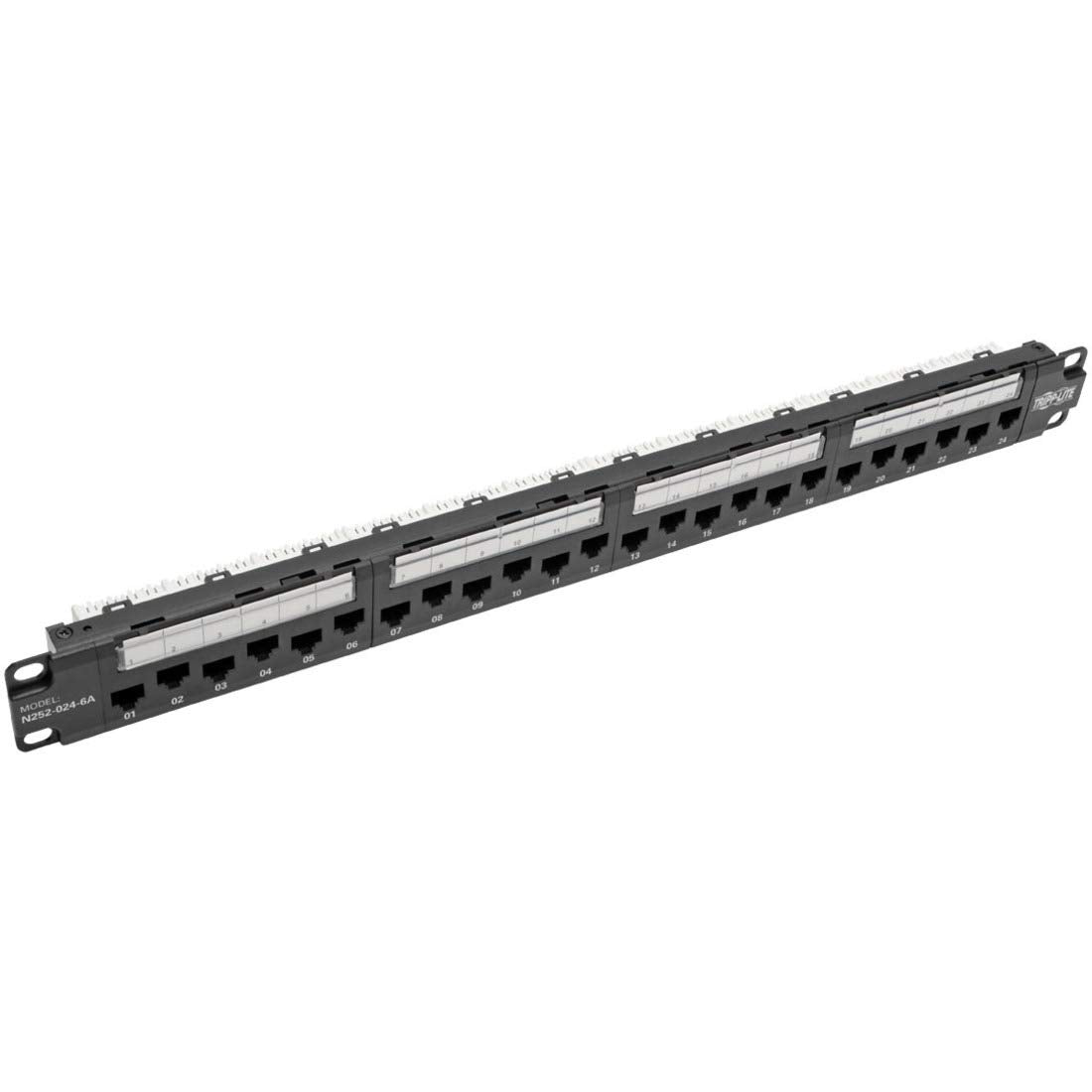 Tripp Lite 24 Port Cat6A Cat6 Cat5E Patch Panel 110 Punchdown W/Cable Management Bar Rj45 1Urm Taa (N252 024 6A),Black