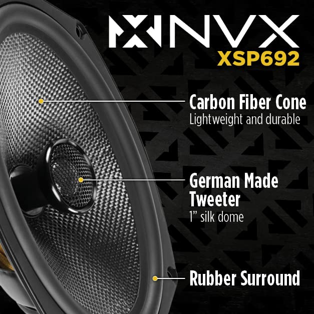 Nvx Xsp692 6X9 Car Speakers, 600W Max, 300W Rms, 2-Way Coaxial W/ 1 Silk Dome Tweeters & Built-In X-Overs, Easy To Install In Ca