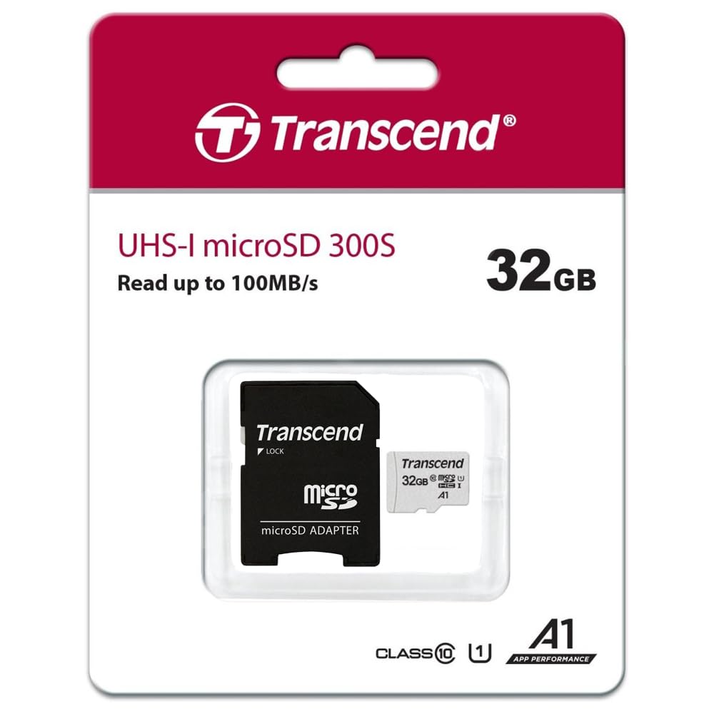 Transcend 32 GB Memory Card, Compatible with Polaroid Snap Instant Digital Camera Memory Card 32GB microSDHC Memory Card with SD Adapter