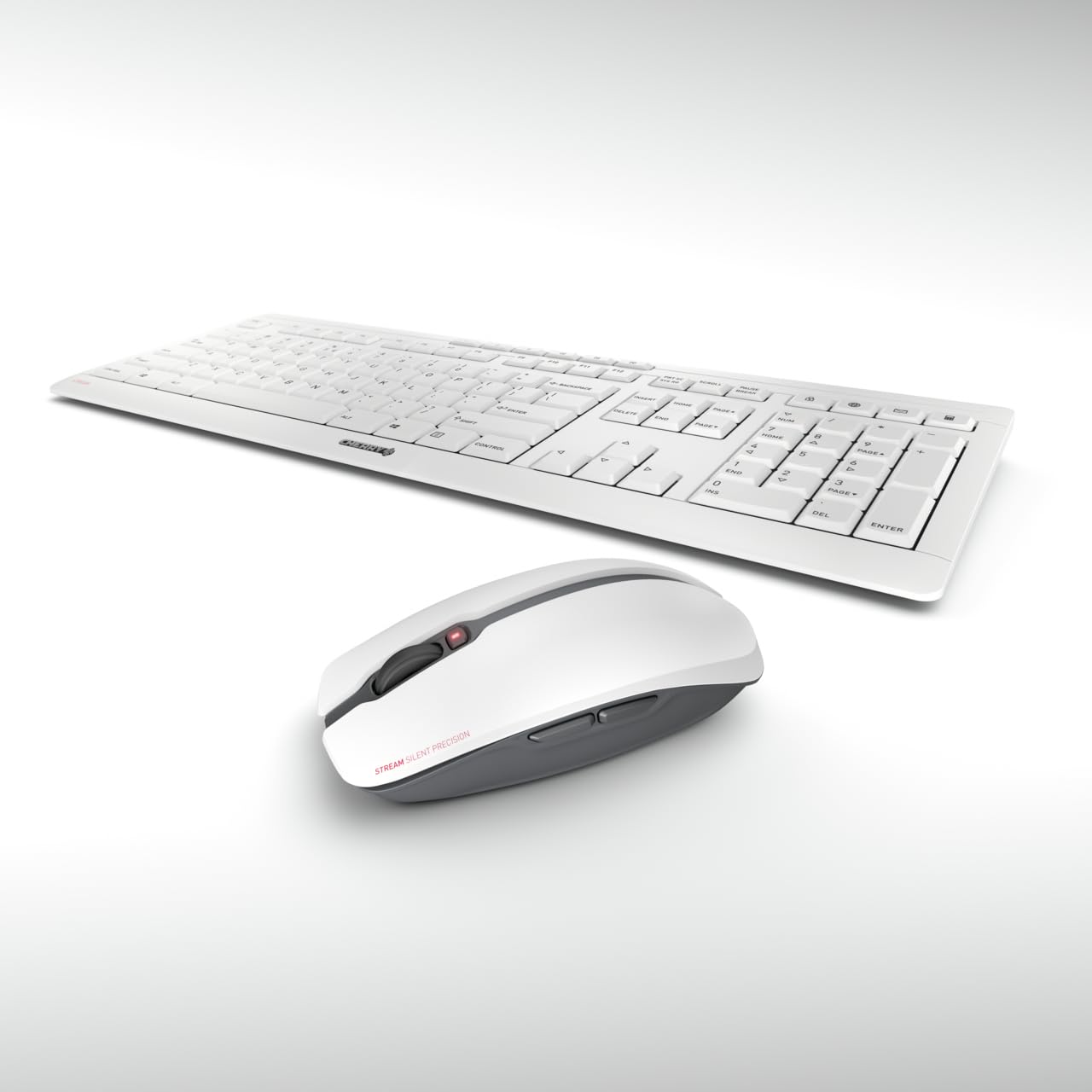 Cherry Stream Desktop   Wireless Keyboard And Mouse Combo   Us Layout   Qwerty Keyboard (White)