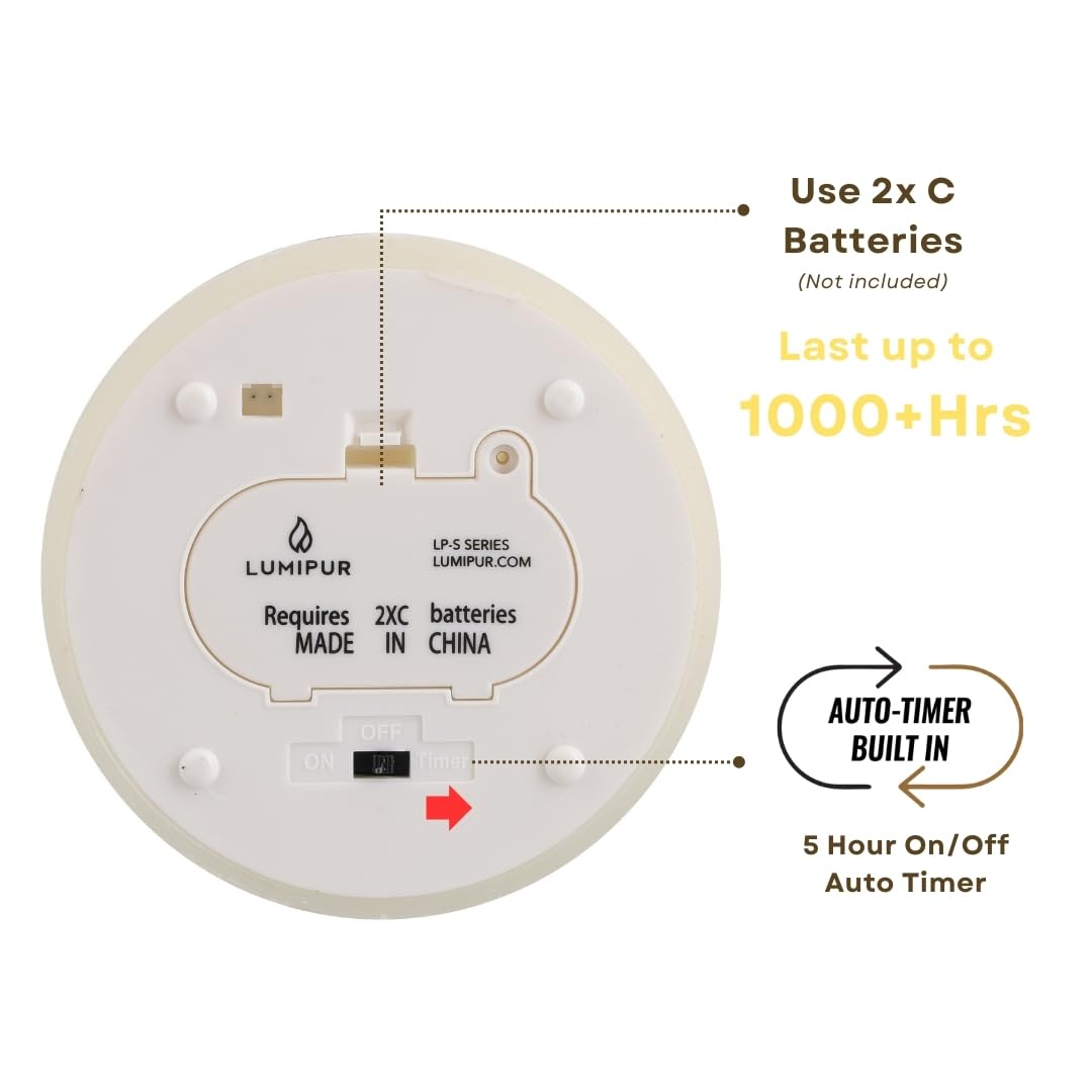 Lumipur Signature Natural Glow Flameless Wax Pillar 2 Pack Led Candles 3.5'' X 7'' Linen White