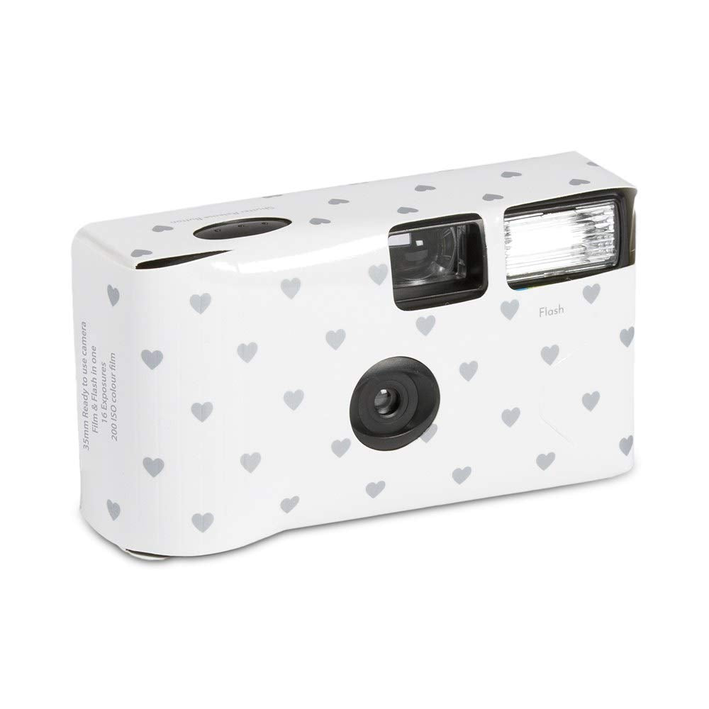 Weddingstar Disposable Camera with Flash-Silver Hearts, 4.5 (L) x 1.2 (W) x 2.4 (H)