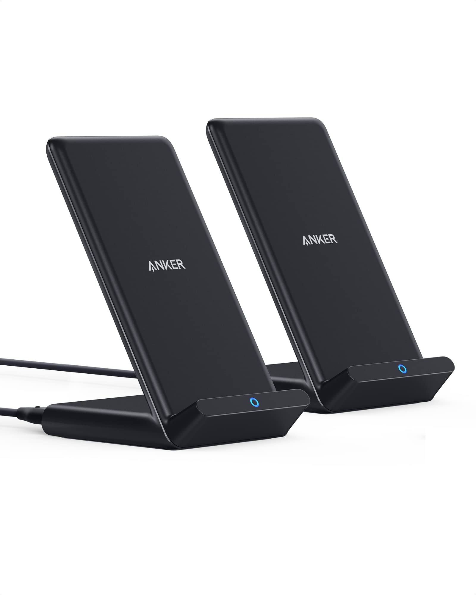 Anker 2 Pack 313 Wireless Charging Stand, Qi Certified For Iphone 16/15/14/13 Series, 10W Fast Charging For Galaxy S23/S22/S21 (