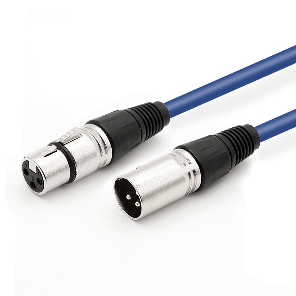 DREMAKE 3Pin XLR Male to XLR Female Microphone Cable Professional for Recording, Mixing, and Lighting Equipments - 40 Foot/Blue