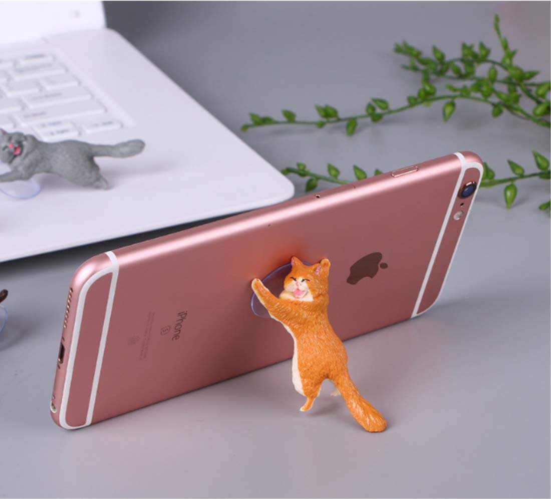 Jbberth 6 Pack Different Cats Smart Phone Sucker Holder Cute Cat Support Resin Cell Phone Holder Stand Sucker Tablets Desk Sucke