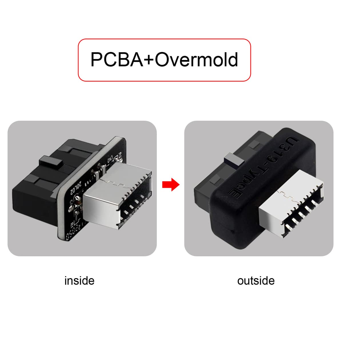 Nfhk Overmold Usb 3.1 Front Panel Socket Key A Type E To Usb 3.0 20Pin Header Male Extension Adapter