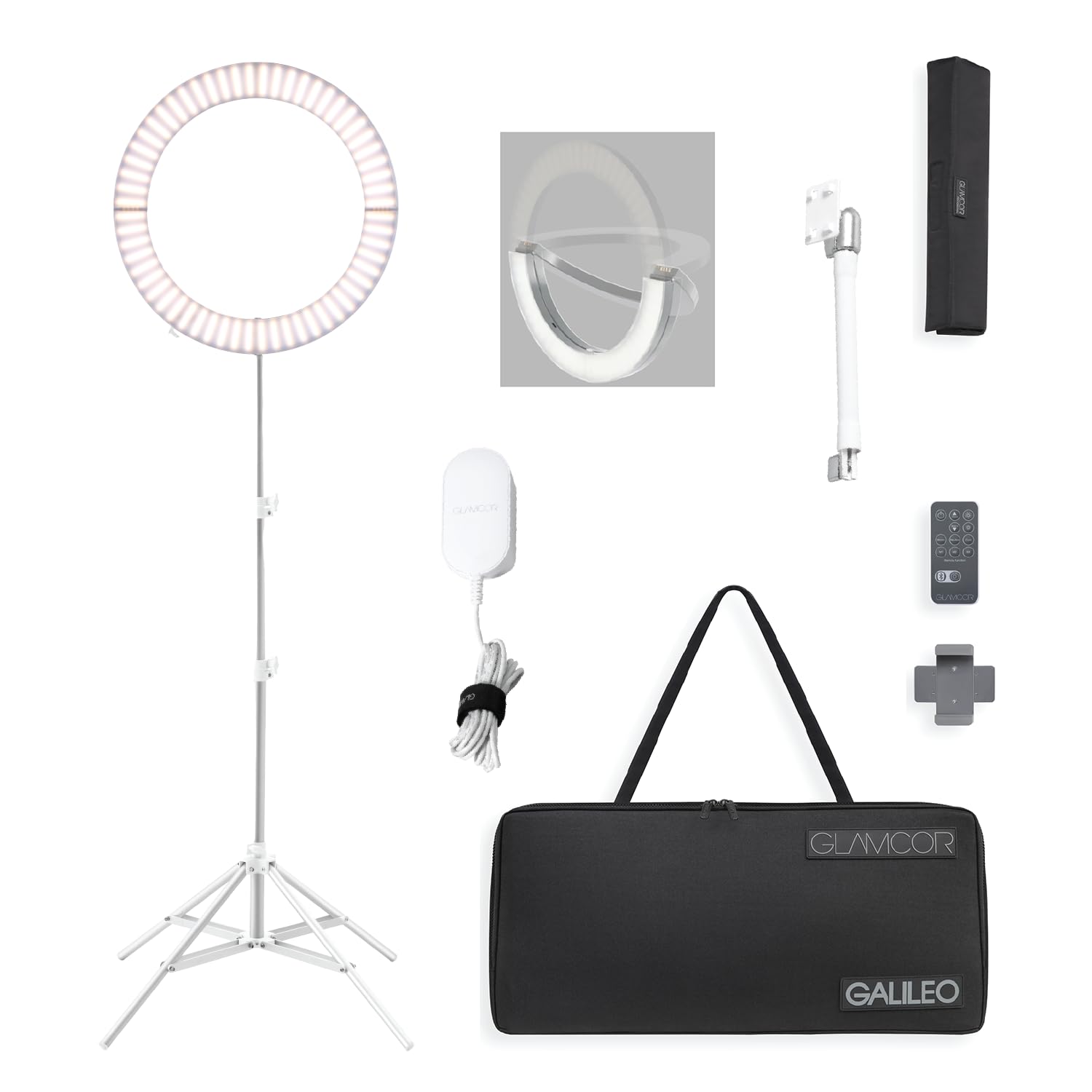 Glamcor Galileo Portable Ring Light Kit | 18'' Foldable Led Ring Light With 2,700K   5,600K Color Temperature Range, Remote With